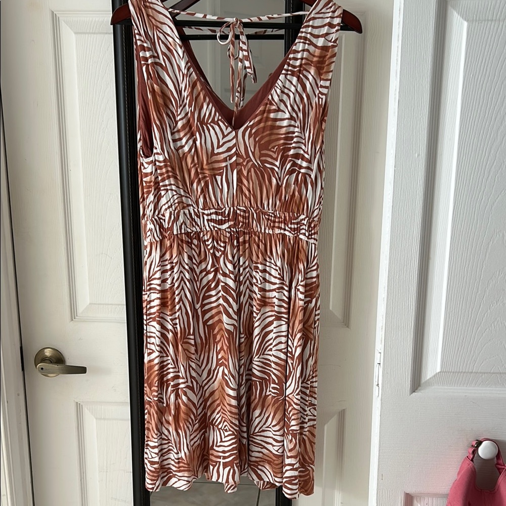 Soma EUC burnt apricot and white shelf bra soma cool fabric knit rayon dress - Picture 3 of 5